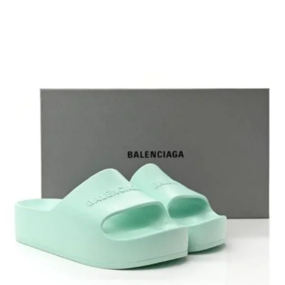 100% - New Authentic BALENCIAGA  Rubber Womens Chunky Slide Sandals 36 Green Aq… - Picture 10 of 10